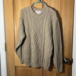 Talbots Women's Beige Cable Knit Crewneck Sweater